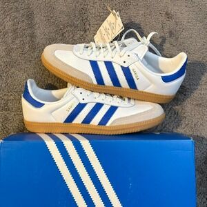 Adidas OG Samba White and Blue Sneakers